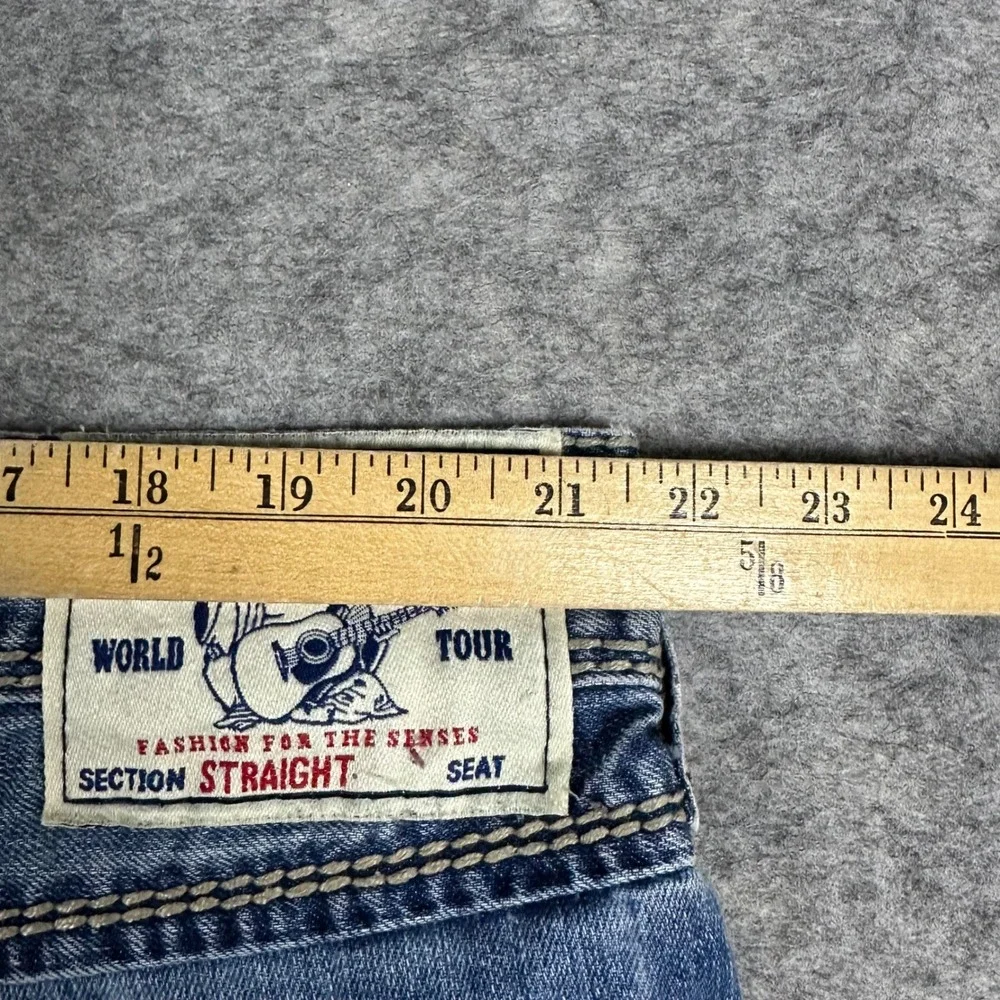 Vintage Y2K True Religion Mens Mega T Straight Flap Pocket Jeans 42 Blue Denim